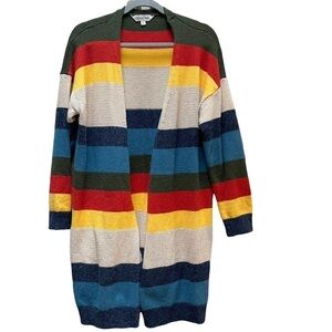 Davi & Dani Cardigan Long Sleeve Sweater Rainbow Boho Women's Size Large
